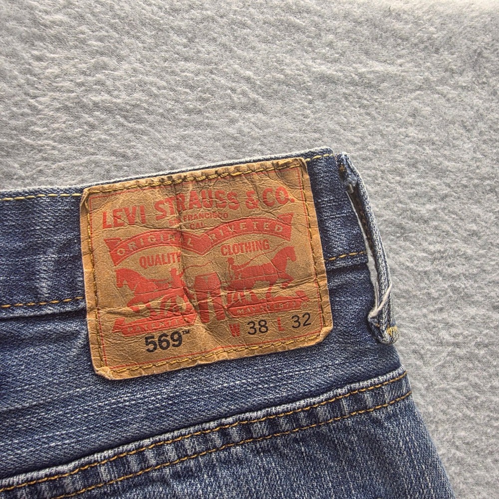 Levi's 569‎ Loose Straight Mens Jeans 38x32 Blue Medium Wash Denim - Picture 6 of 9